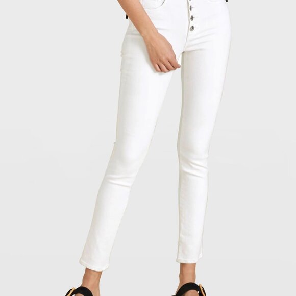Veronica Beard Debbie Skinny Button Fly White Jeans Womens Size 26/2 - Picture 1 of 10